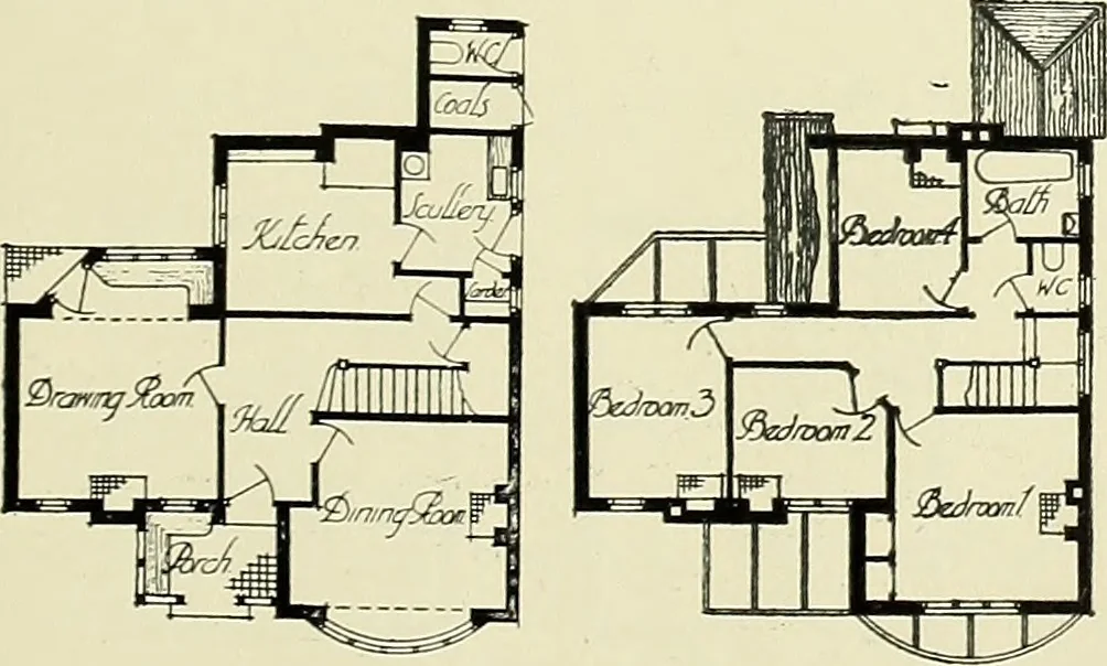 An illustration from The book of the exhibition of houses and cottages, Romford garden suburb, Gidea Park, 1911, leaf 74