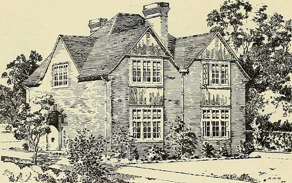 An illustration from The book of the exhibition of houses and cottages, Romford garden suburb, Gidea Park, 1911, leaf 75