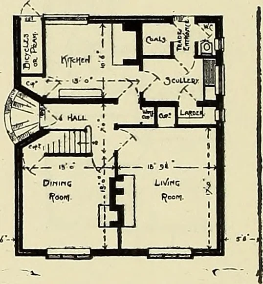 An illustration from The book of the exhibition of houses and cottages, Romford garden suburb, Gidea Park, 1911, leaf 75
