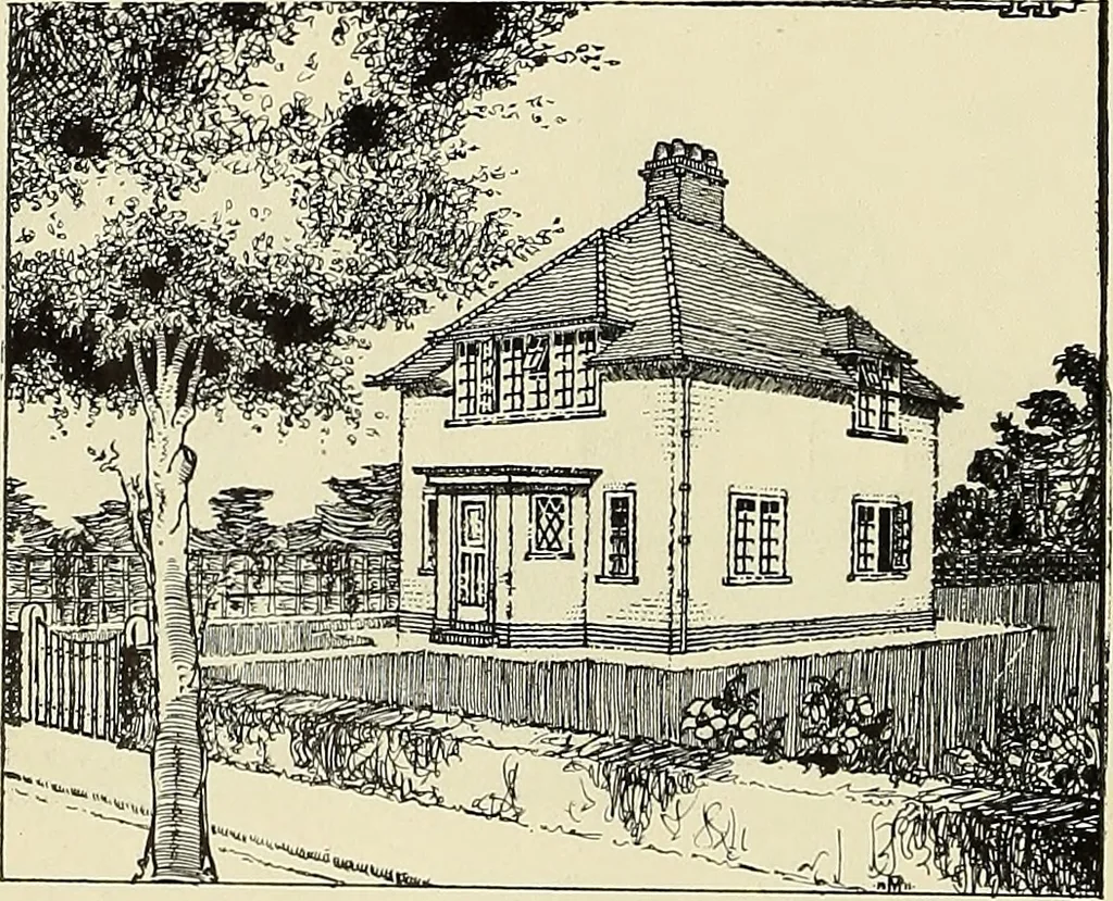 An illustration from The book of the exhibition of houses and cottages, Romford garden suburb, Gidea Park, 1911, leaf 75