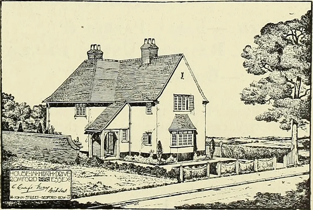 An illustration from The book of the exhibition of houses and cottages, Romford garden suburb, Gidea Park, 1911, leaf 76