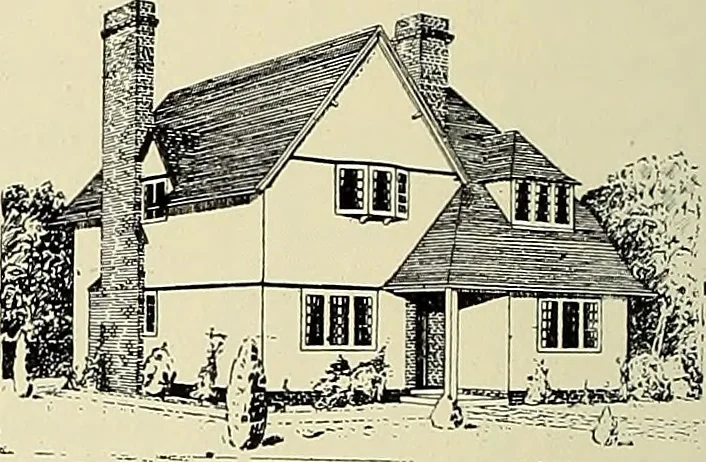 An illustration from The book of the exhibition of houses and cottages, Romford garden suburb, Gidea Park, 1911, leaf 77