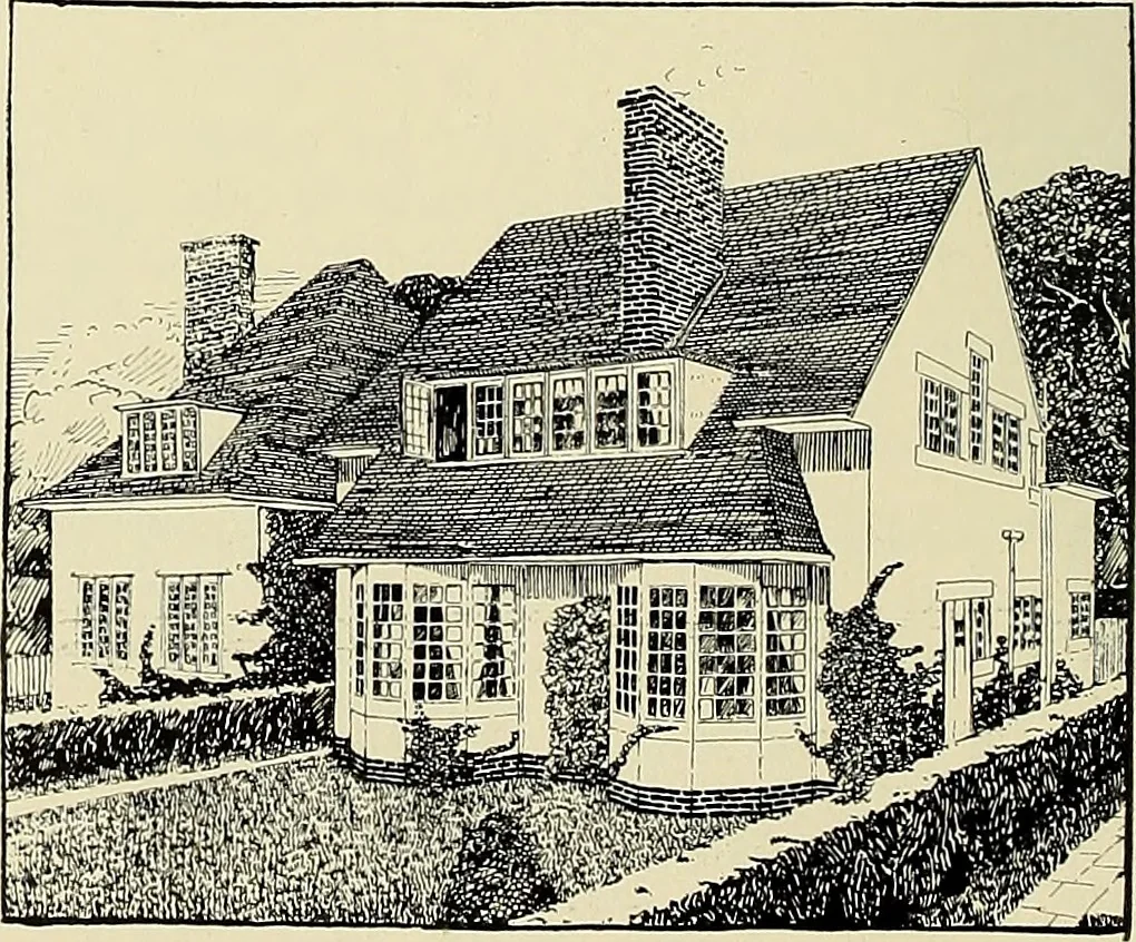 An illustration from The book of the exhibition of houses and cottages, Romford garden suburb, Gidea Park, 1911, leaf 77