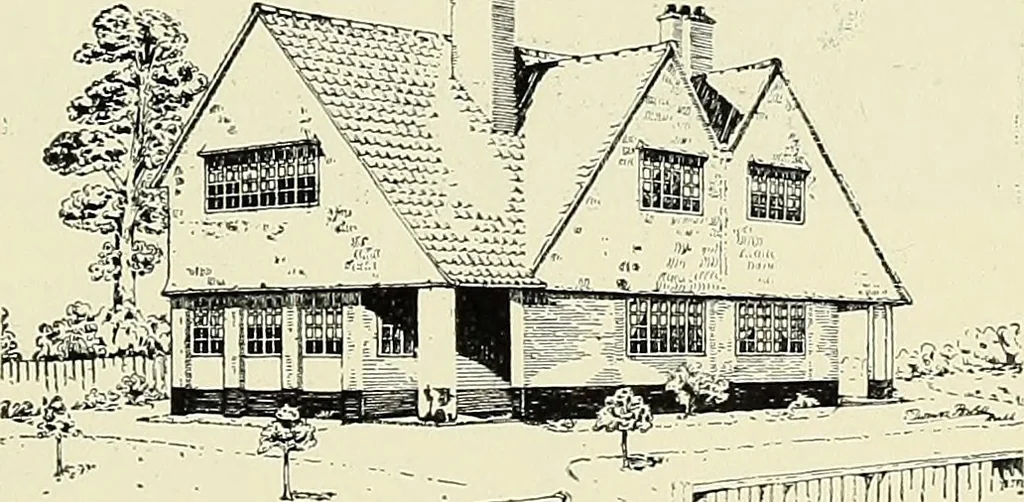An illustration from The book of the exhibition of houses and cottages, Romford garden suburb, Gidea Park, 1911, leaf 78