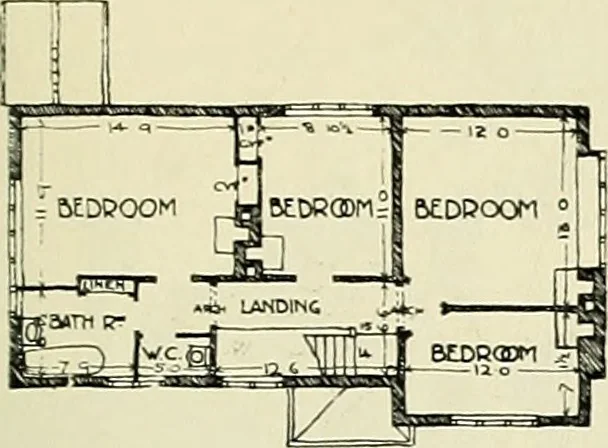 An illustration from The book of the exhibition of houses and cottages, Romford garden suburb, Gidea Park, 1911, leaf 82