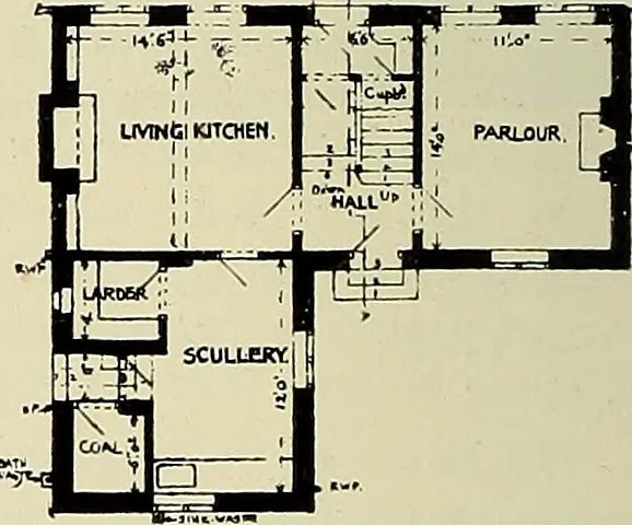 An illustration from The book of the exhibition of houses and cottages, Romford garden suburb, Gidea Park, 1911, leaf 85