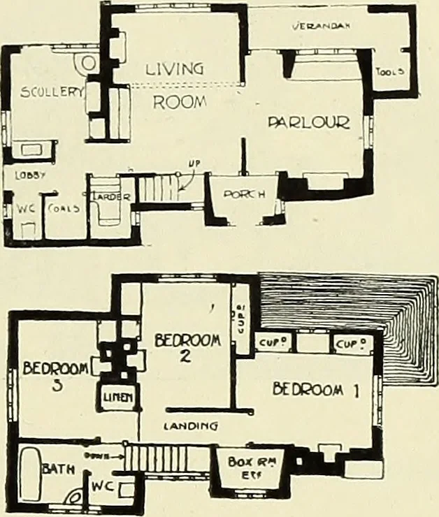 An illustration from The book of the exhibition of houses and cottages, Romford garden suburb, Gidea Park, 1911, leaf 88
