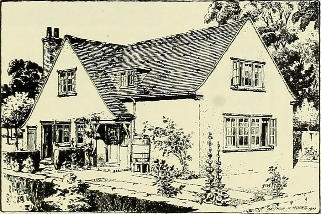 An illustration from The book of the exhibition of houses and cottages, Romford garden suburb, Gidea Park, 1911, leaf 88
