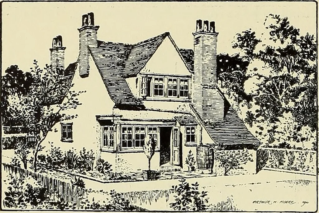An illustration from The book of the exhibition of houses and cottages, Romford garden suburb, Gidea Park, 1911, leaf 89