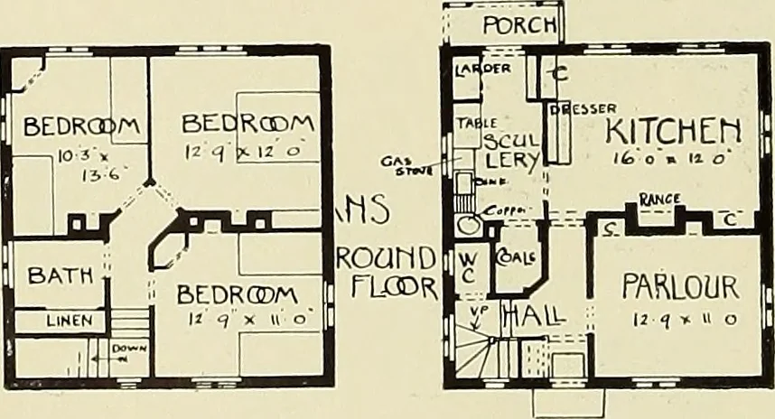An illustration from The book of the exhibition of houses and cottages, Romford garden suburb, Gidea Park, 1911, leaf 89