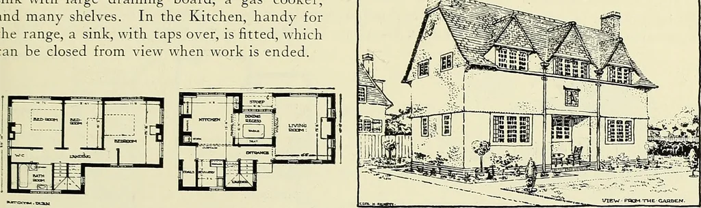 An illustration from The book of the exhibition of houses and cottages, Romford garden suburb, Gidea Park, 1911, leaf 90