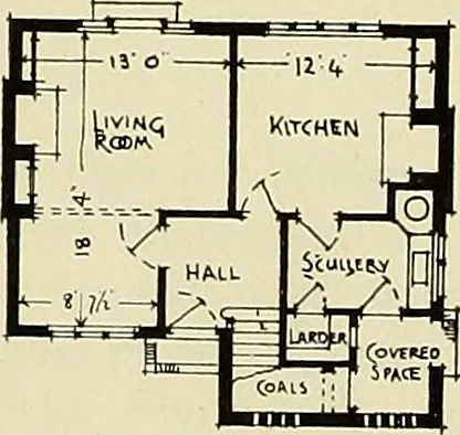 An illustration from The book of the exhibition of houses and cottages, Romford garden suburb, Gidea Park, 1911, leaf 91