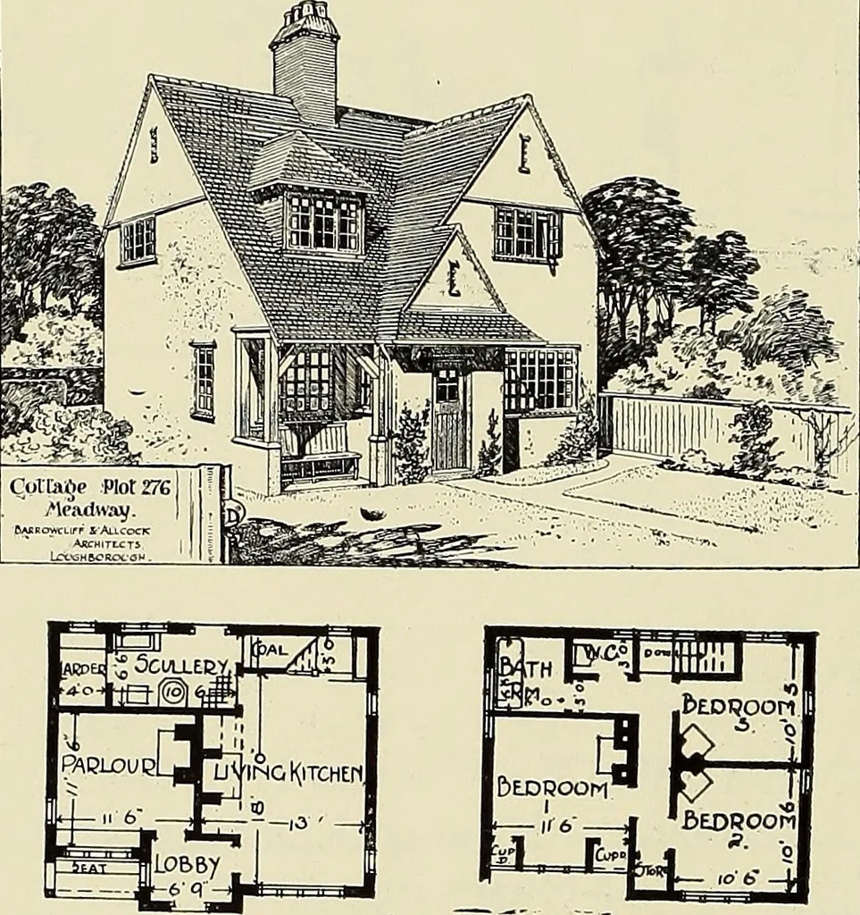 An illustration from The book of the exhibition of houses and cottages, Romford garden suburb, Gidea Park, 1911, leaf 93