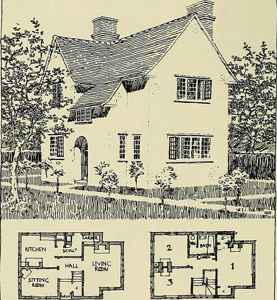 An illustration from The book of the exhibition of houses and cottages, Romford garden suburb, Gidea Park, 1911, leaf 93