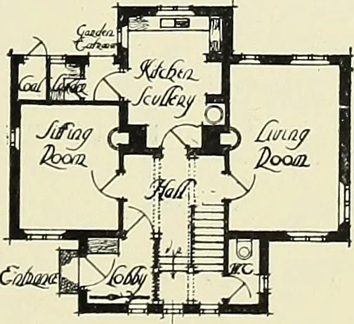 An illustration from The book of the exhibition of houses and cottages, Romford garden suburb, Gidea Park, 1911, leaf 94