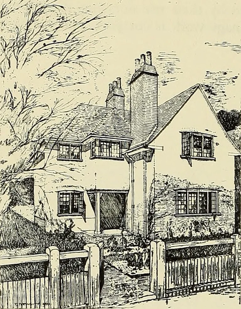 An illustration from The book of the exhibition of houses and cottages, Romford garden suburb, Gidea Park, 1911, leaf 95