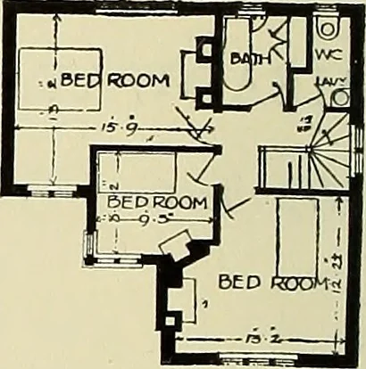 An illustration from The book of the exhibition of houses and cottages, Romford garden suburb, Gidea Park, 1911, leaf 95