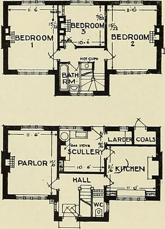 An illustration from The book of the exhibition of houses and cottages, Romford garden suburb, Gidea Park, 1911, leaf 99
