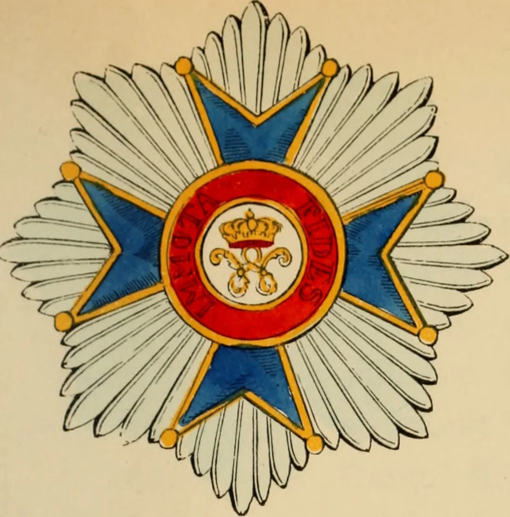 An illustration from The book of orders of knighthood and decorations of honour of all nations ..., 1858, leaf 166