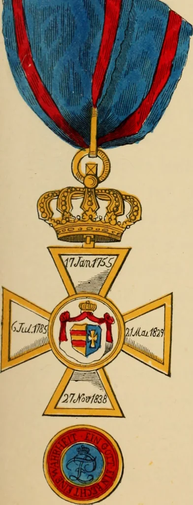 An illustration from The book of orders of knighthood and decorations of honour of all nations ..., 1858, leaf 382