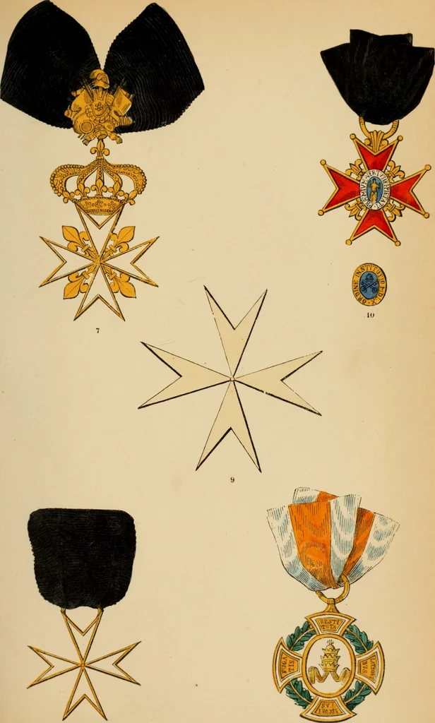 An illustration from The book of orders of knighthood and decorations of honour of all nations ..., 1858, leaf 396