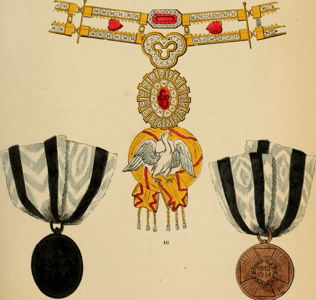 An illustration from The book of orders of knighthood and decorations of honour of all nations ..., 1858, leaf 464