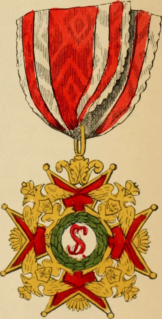 An illustration from The book of orders of knighthood and decorations of honour of all nations ..., 1858, leaf 526
