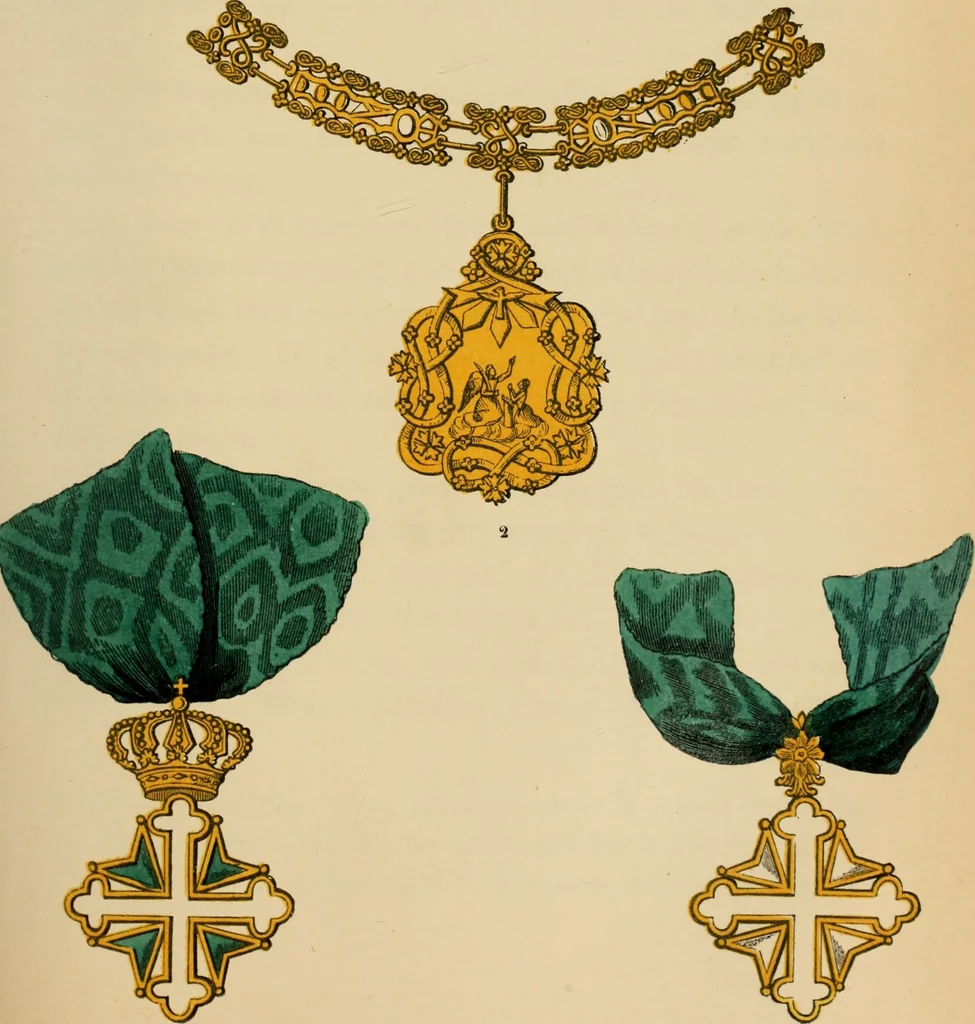 An illustration from The book of orders of knighthood and decorations of honour of all nations ..., 1858, leaf 552