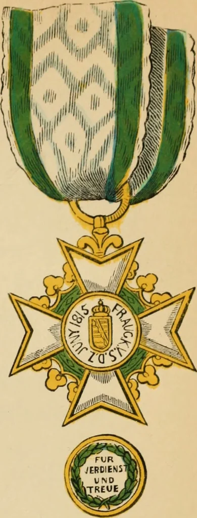 An illustration from The book of orders of knighthood and decorations of honour of all nations ..., 1858, leaf 582