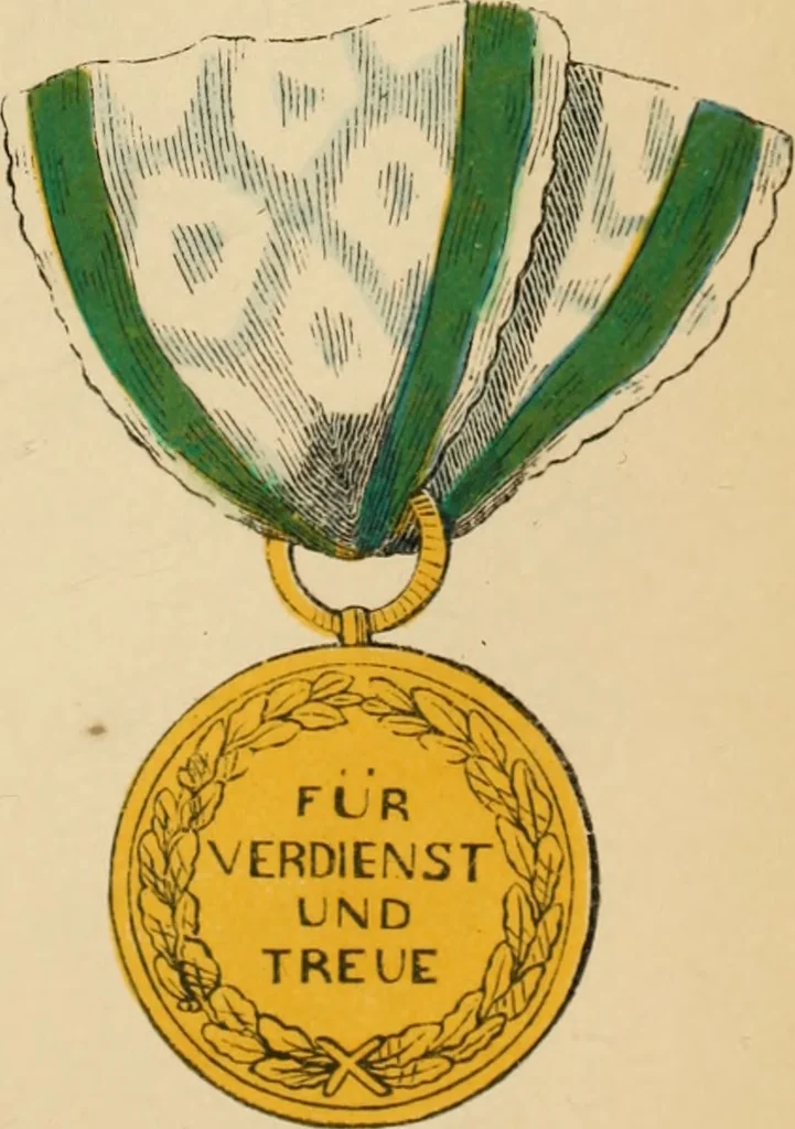 An illustration from The book of orders of knighthood and decorations of honour of all nations ..., 1858, leaf 582