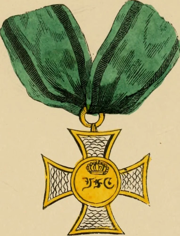 An illustration from The book of orders of knighthood and decorations of honour of all nations ..., 1858, leaf 598