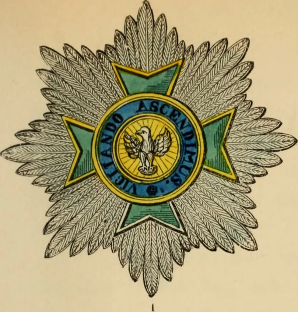 An illustration from The book of orders of knighthood and decorations of honour of all nations ..., 1858, leaf 606