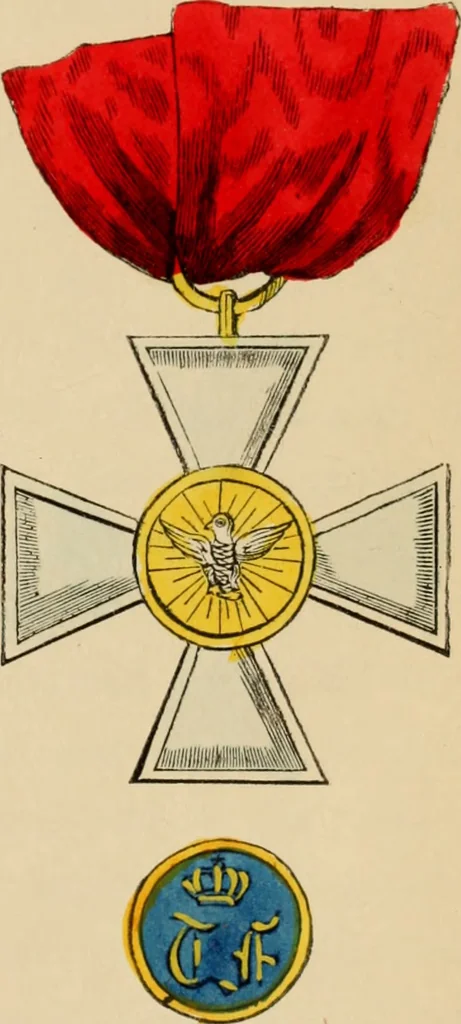 An illustration from The book of orders of knighthood and decorations of honour of all nations ..., 1858, leaf 606