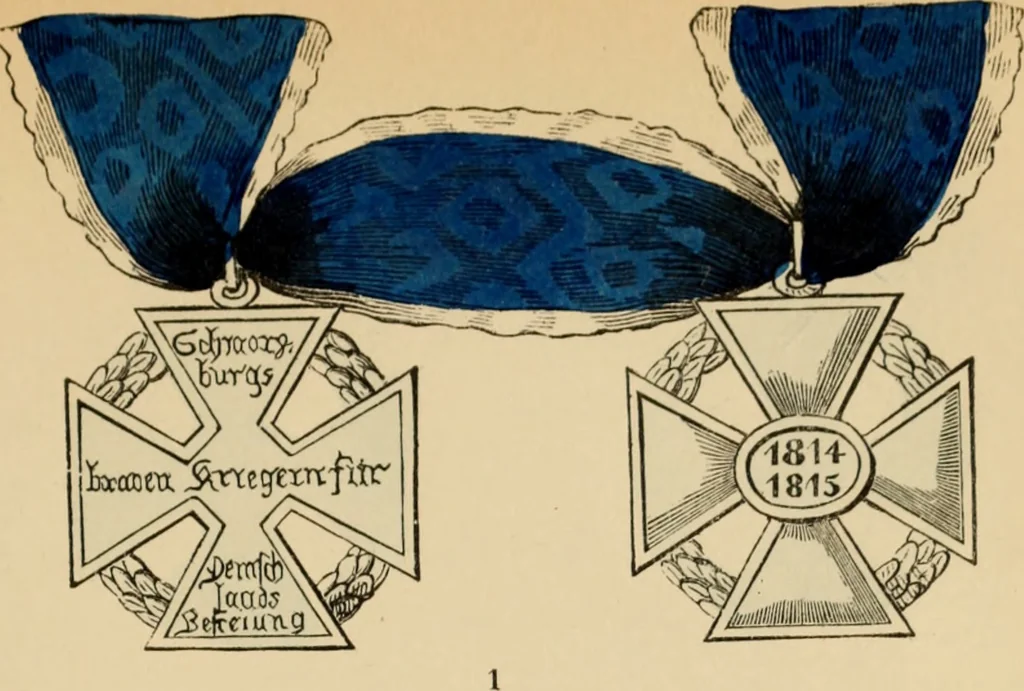 An illustration from The book of orders of knighthood and decorations of honour of all nations ..., 1858, leaf 616