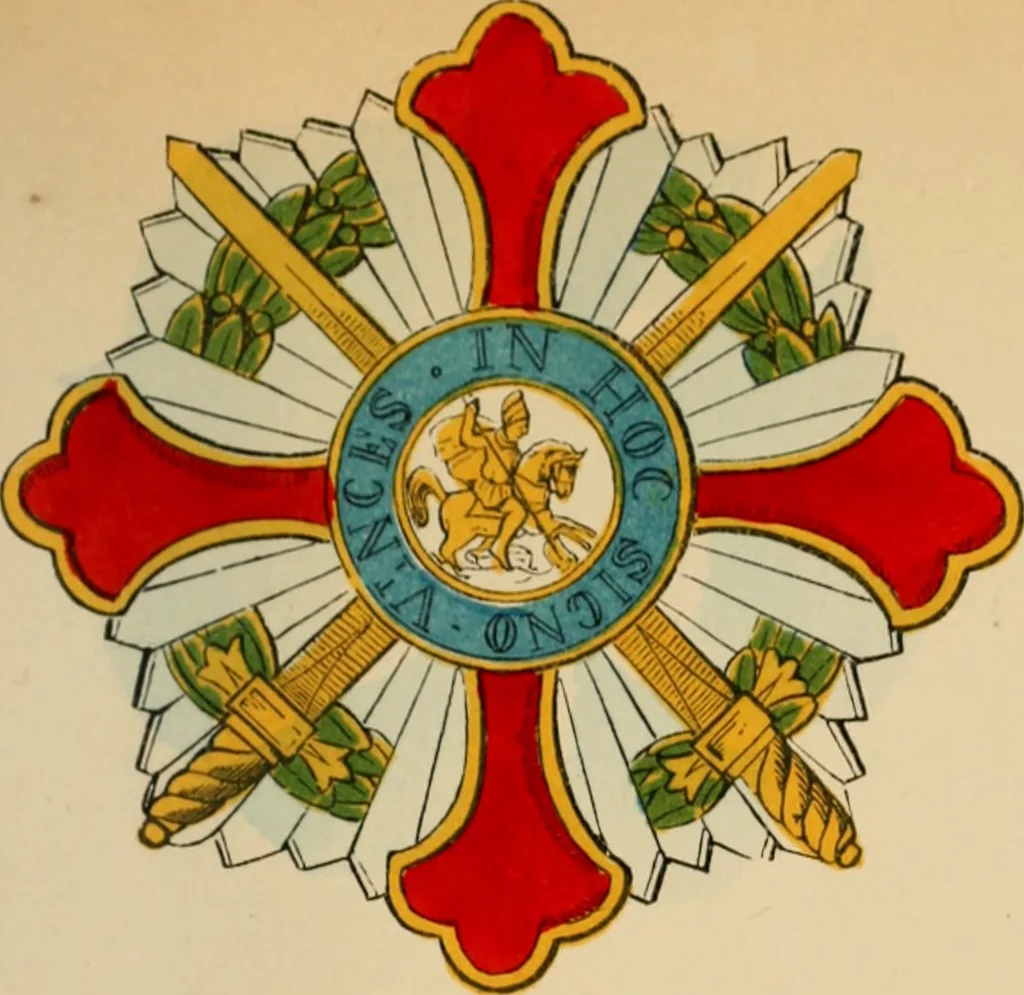 An illustration from The book of orders of knighthood and decorations of honour of all nations ..., 1858, leaf 628