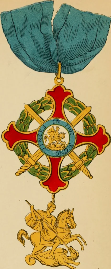 An illustration from The book of orders of knighthood and decorations of honour of all nations ..., 1858, leaf 628