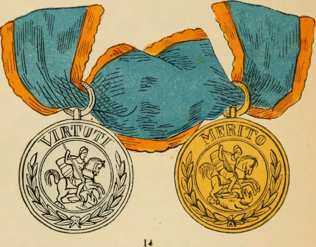 An illustration from The book of orders of knighthood and decorations of honour of all nations ..., 1858, leaf 632