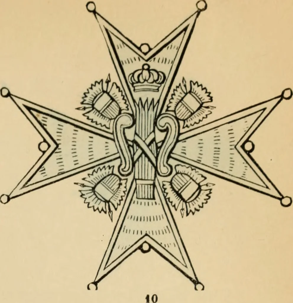 An illustration from The book of orders of knighthood and decorations of honour of all nations ..., 1858, leaf 702