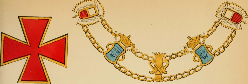 An illustration from The book of orders of knighthood and decorations of honour of all nations ..., 1858, leaf 708