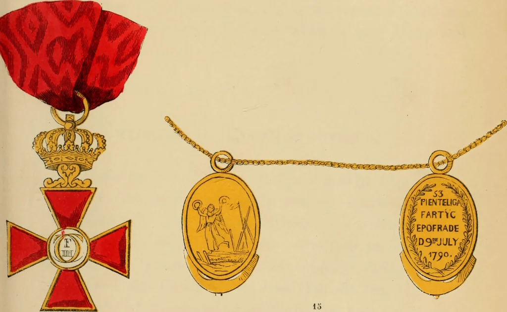 An illustration from The book of orders of knighthood and decorations of honour of all nations ..., 1858, leaf 708
