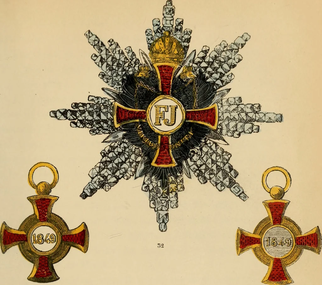 An illustration from The book of orders of knighthood and decorations of honour of all nations ..., 1858, leaf 74