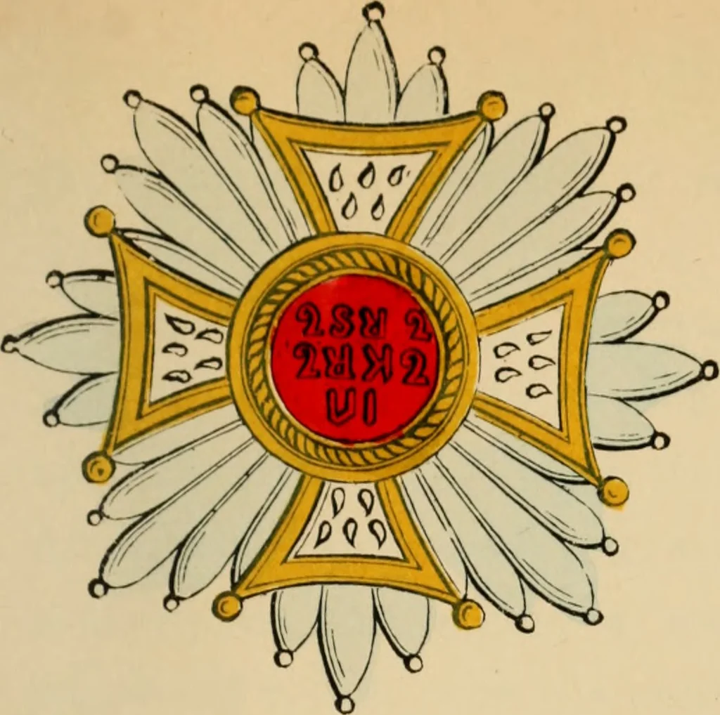 An illustration from The book of orders of knighthood and decorations of honour of all nations ..., 1858, leaf 96