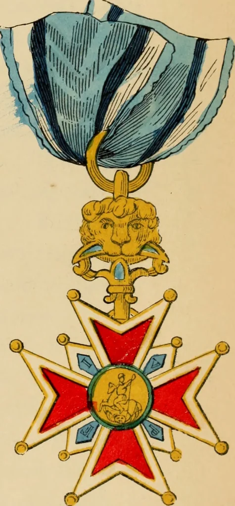 An illustration from The book of orders of knighthood and decorations of honour of all nations ..., 1858, leaf 96