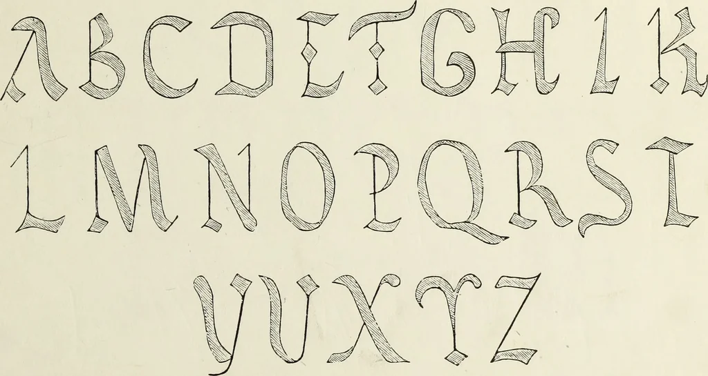 An illustration from The book of ornamental alphabets, ancient and mediaeval, from the eighth century, with numerals; including Gothic; church text, large and small; German arabesque; initials for illumination, monograms, crosses, etc., for the use of architectural and engineering draughtsmen, masons, decorative painters, lithographers, engravers, carvers, etc. etc., 1863, leaf 10