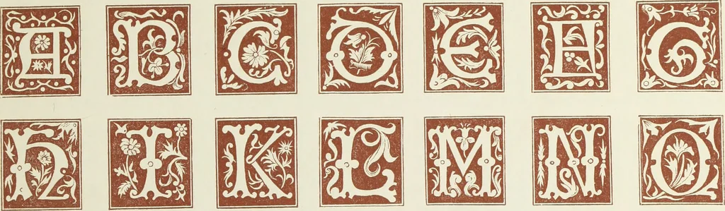 An illustration from The book of ornamental alphabets, ancient and mediaeval, from the eighth century, with numerals; including Gothic; church text, large and small; German arabesque; initials for illumination, monograms, crosses, etc., for the use of architectural and engineering draughtsmen, masons, decorative painters, lithographers, engravers, carvers, etc. etc., 1863, leaf 108