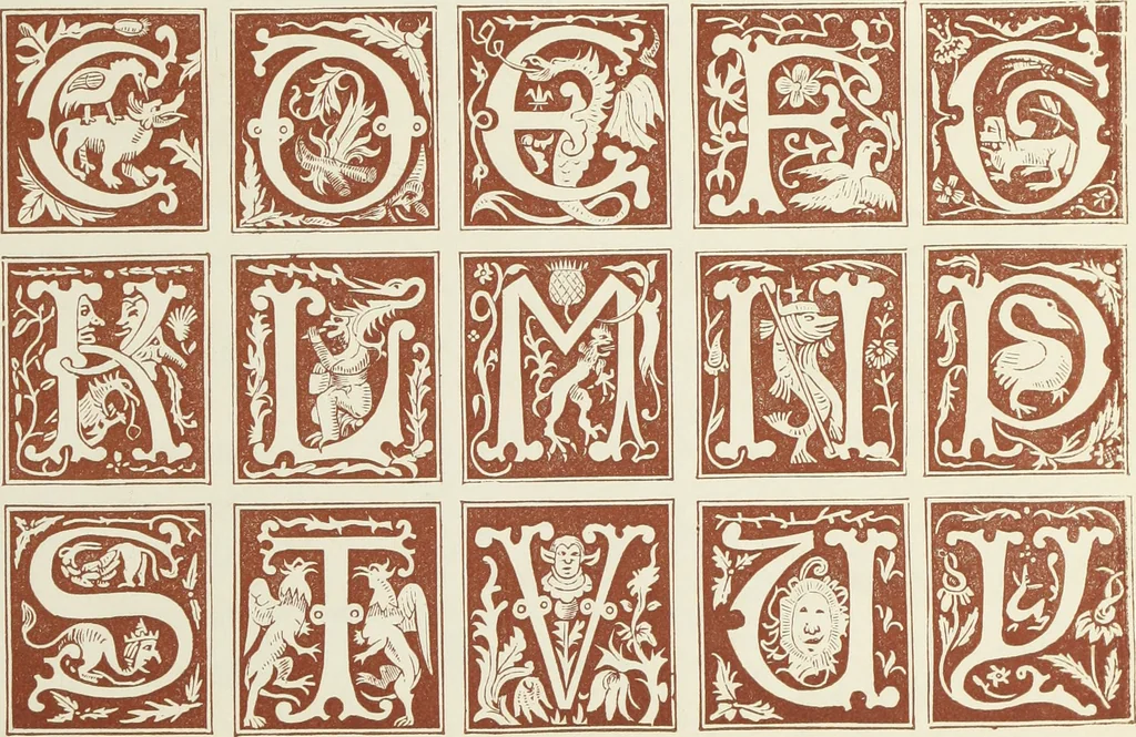 An illustration from The book of ornamental alphabets, ancient and mediaeval, from the eighth century, with numerals; including Gothic; church text, large and small; German arabesque; initials for illumination, monograms, crosses, etc., for the use of architectural and engineering draughtsmen, masons, decorative painters, lithographers, engravers, carvers, etc. etc., 1863, leaf 110