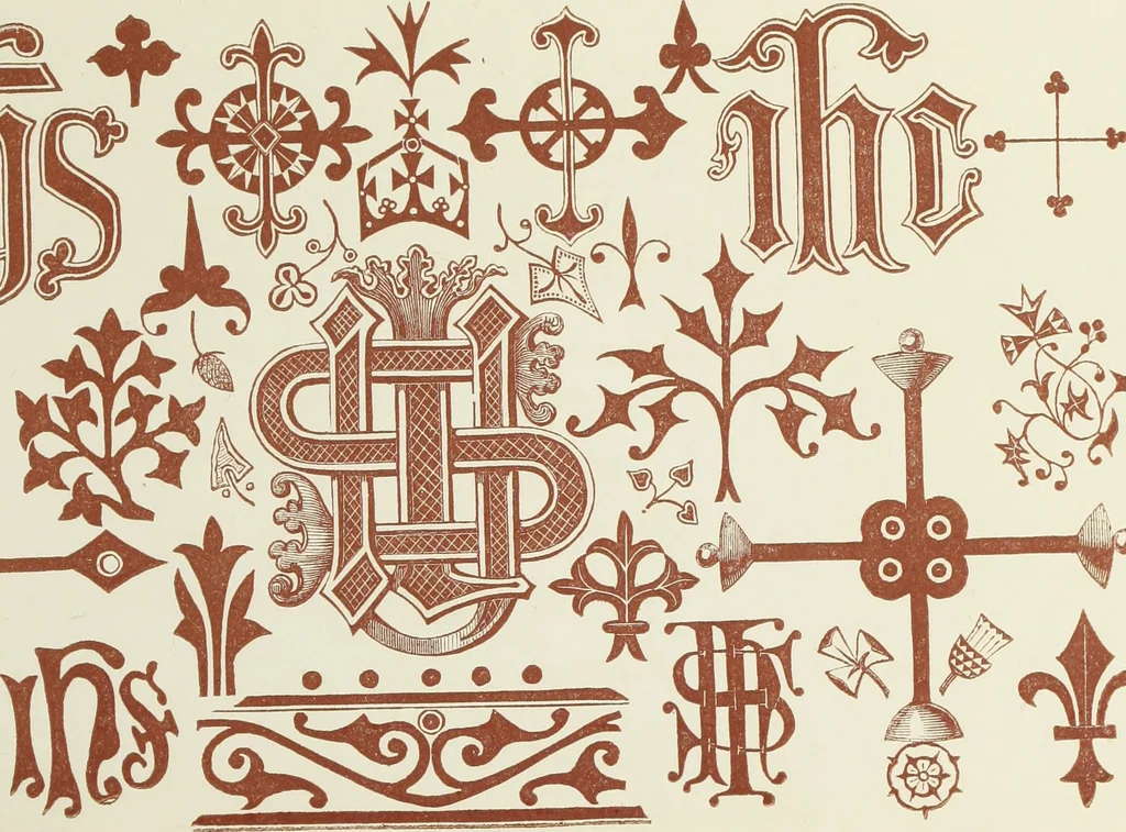 An illustration from The book of ornamental alphabets, ancient and mediaeval, from the eighth century, with numerals; including Gothic; church text, large and small; German arabesque; initials for illumination, monograms, crosses, etc., for the use of architectural and engineering draughtsmen, masons, decorative painters, lithographers, engravers, carvers, etc. etc., 1863, leaf 114