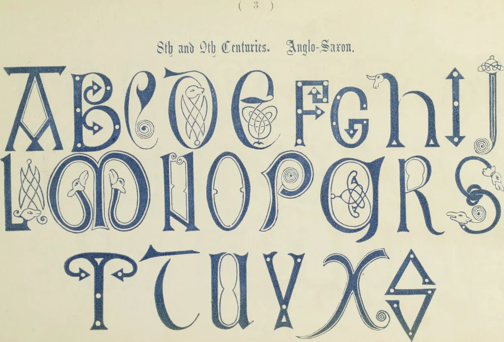 An illustration from The book of ornamental alphabets, ancient and mediaeval, from the eighth century, with numerals; including Gothic; church text, large and small; German arabesque; initials for illumination, monograms, crosses, etc., for the use of architectural and engineering draughtsmen, masons, decorative painters, lithographers, engravers, carvers, etc. etc., 1863, leaf 14