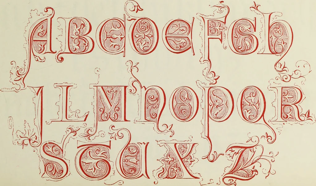 An illustration from The book of ornamental alphabets, ancient and mediaeval, from the eighth century, with numerals; including Gothic; church text, large and small; German arabesque; initials for illumination, monograms, crosses, etc., for the use of architectural and engineering draughtsmen, masons, decorative painters, lithographers, engravers, carvers, etc. etc., 1863, leaf 24