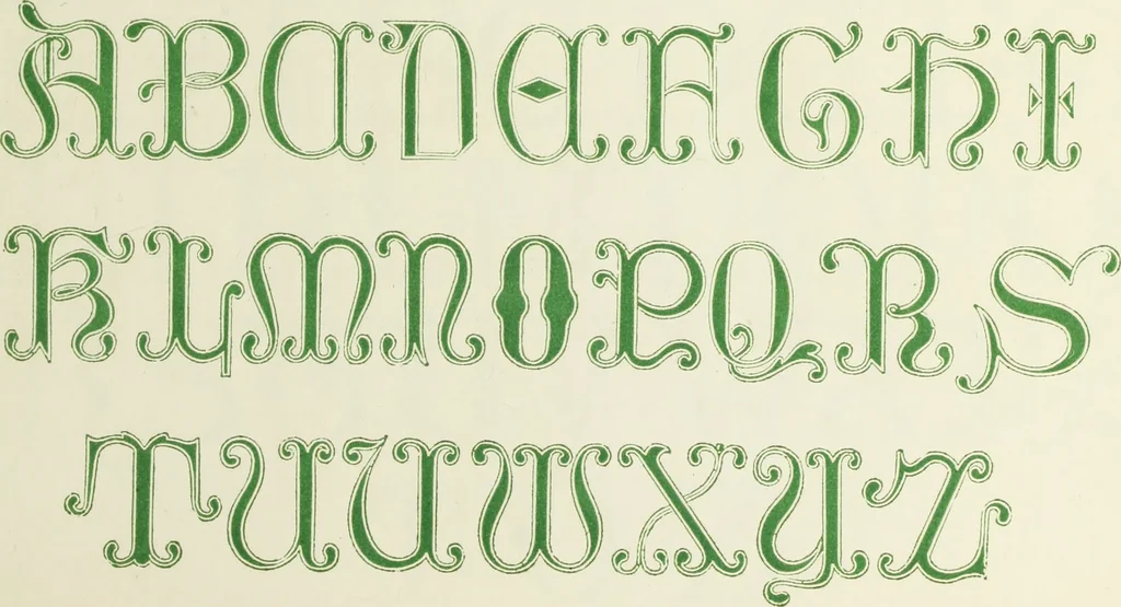 An illustration from The book of ornamental alphabets, ancient and mediaeval, from the eighth century, with numerals; including Gothic; church text, large and small; German arabesque; initials for illumination, monograms, crosses, etc., for the use of architectural and engineering draughtsmen, masons, decorative painters, lithographers, engravers, carvers, etc. etc., 1863, leaf 30